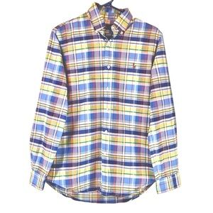 Ralph Lauren Blue Label Spring Plaid Oxford Button Down Shirt Pony Logo Sz S